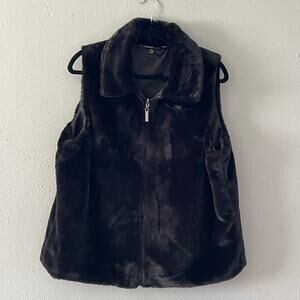 Dennis by Dennis Basso Faux Fur Vest Women’s XL Black Zip Front